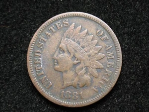 ALTER MÜNZVERKAUF !! Sehr schön 1881 Indian Head Cent Penny mit Teilfreiheit #57us - Bild 1 von 2