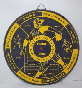 Vintage Baseball Dart Board Made In England Double Sided Wooden Game - Picture 1 of 16