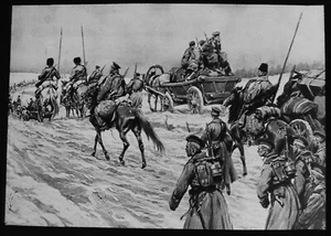 WW1 A RUSSIAN TRANSPORT - SOLDIERS CAVALRY Magic Lantern Slide - Picture 1 of 3