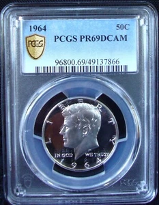 1964 Proof Kennedy Silver Half Dollar - PCGS PR 69 DCAM - Gold Shield - Picture 1 of 5