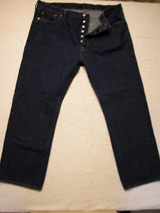 Levis 501 blaue Denimjeans für Herren 42x30 Originalpassform Knopfleiste (Größe 42x30) - Bild 1 von 8