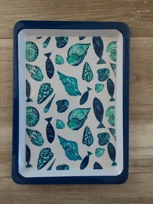 Bandeja para servir de verano conchas de pescado de océano de plástico azul Foto 1 de 4