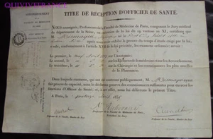 doc111 - DIPLOME PARCHEMIN OFFICIER DE SANTE 1835 - Picture 1 of 4