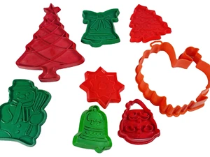 Lote de 8 cortadores de galletas con impresión de estrella de árbol muñeco de nieve de acción de gracias de Navidad - Imagen 1 de 12
