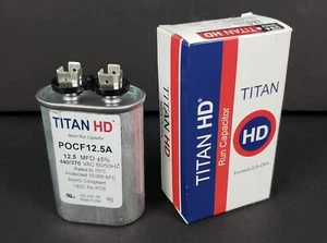 Condensador de funcionamiento del motor Titan HD Pocf 12,5 Mfd, 440 V, ovalado - Imagen 1 de 5