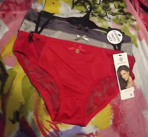 3 DAISY FUENTES DF4782A 3 APPLIQUE MESH PRETTY LACE MF HIPSTER PANTIES M - Picture 1 of 2