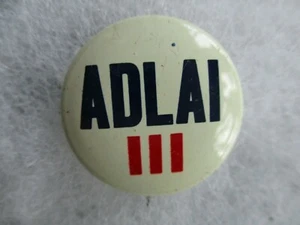 Illinois Pin Back Campaign Adlai Stevenson 3rd Senator Local Button black letter - Picture 1 of 1