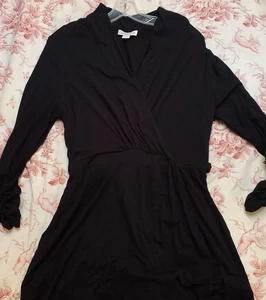 Coldwater Creek Shift Dress Black Size 16 Viscose Jersey Wrap Belt - Picture 1 of 13