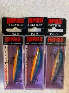 (LOT OF 3) RAPALA HUSKY JERK HJ-6 SUSPENDING. SILVER BLUE NIP - Picture 1 of 3
