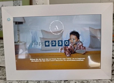 Aura White Photo Frame & Power Adapter, iPhone Compatible, Never Set-Up - Image 1 of 4