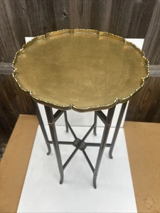 Schöner antiker orientalischer Messing Tablett Tisch klappbar. - Bild 1 von 17