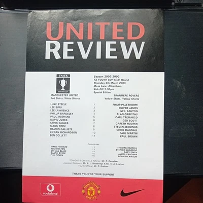 2002/2003 6/3/2003 FA Youth Cup 6th Rd Manchester United v Tranmere Rovers - Image 1 of 2
