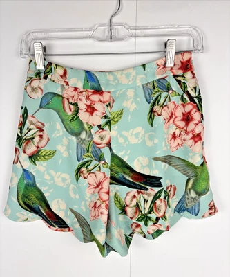 Женские атласные шорты Ted Baker London размер 0 колибри с цветочным принтом на молнии сбоку - Изображение 1 из 4
