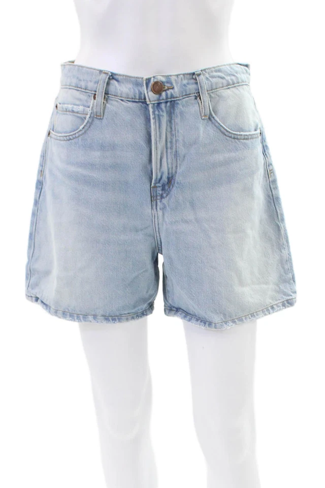 Женские джинсовые шорты в рамке из хлопковой смеси легкие вареные с высокой талией синие размер 26 - Изображение 1 из 4