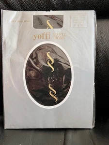 Yoffi Vintage Panty Hose Schwarz mit Gold Design One Size Neu - Bild 1 von 3