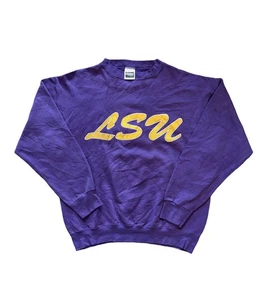 Vintage Tultex Superweight LSU Tigers Crewneck Sweatshirt Purple Large USA MADE - Picture 1 of 10