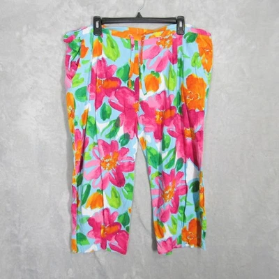 Pantalones capri Jams World Allure rosa estampado floral rayón mujer grandes playa tropical Foto 1 de 4