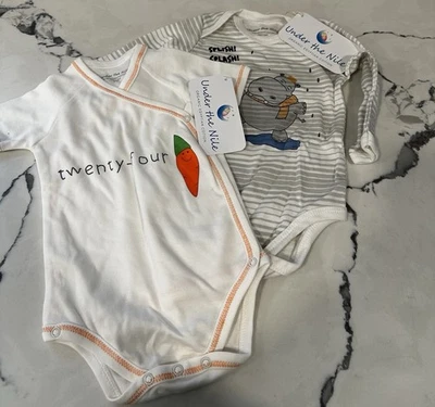 Under The Nile 100%有机棉短袖身体套装0-3个月  — 第 1/4 张图片