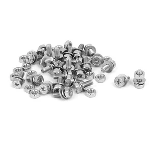 M4 x 10mm 304 Stainless Steel Phillips Hex Head Bolts Nuts w Washers 25 Sets - Picture 1 of 3