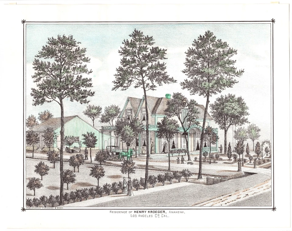 Califórnia Los Angeles Anaheim 1880 Kroeger Farm Thompson & West 1959 REPRO - Imagem 1 de 1