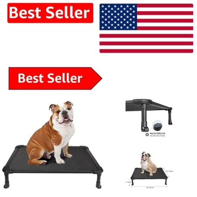 Cooling Elevated Dog Cot in Black - Chew Resistant, Rustless Frame, Medium Size - Image 1 of 4