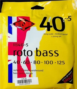 RotoSound RB40-5 Roto Bass Long Scale Medium Gauge 5-String Set - Picture 1 of 2