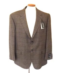 Ruffini Sport Coat Jacket Mens 50R Brown NWT 100% Lambswool Houndstooth Check - Picture 1 of 7