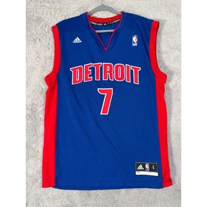 Adidas Detroit Pistons Brandon Jennings #7 NBA Jersey Mens Size S Small Blue/Red - Picture 1 of 6