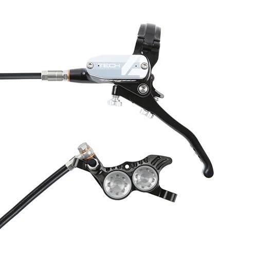 Hope Tech 4 V4 Downhill E-Bike Brake - Black/Silver- Black Hose- Right Hand Rear - Image 1 of 1