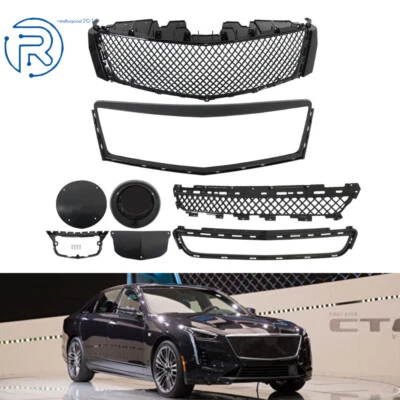 For 2013-2017 Cadillac XTS Upper Grill+Lower Grille+Outer Frame Gloss Black Mesh Foto 1 de 4