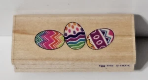 Rubber Stampede Wood Mounted Rubber Stamp - Egg Trio - Picture 1 of 2