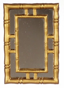 Espejo de pared dorado en miniatura para casa de muñecas - Imagen 1 de 1