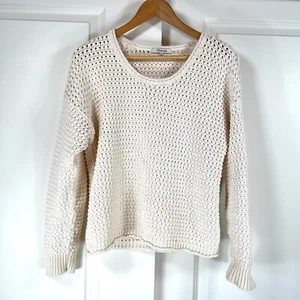 Madewell Austen Sweater Cream Ivory Open Stitch Womens Size L Beach - Picture 1 of 8
