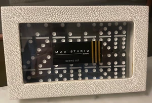 Max Studio Home Domino Set Black in White Leather Box NEW - Picture 1 of 6