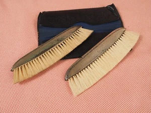 Pair of Antique Sterling Silver Handled Coat Clothing Brush Flat Brush Set - Picture 1 of 11