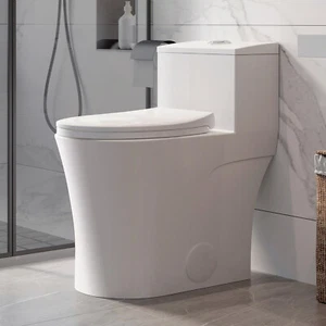 Elongated Toilet One Piece Toilet w/ Soft Close Seat, ADA Comfort Height 12'' - Picture 1 of 12