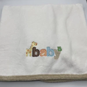 Carters Animale Bianco BAMBINO Coperta Peluche Giraffa Rana Beige Marrone Bordo 30x40 - Foto 1 di 5