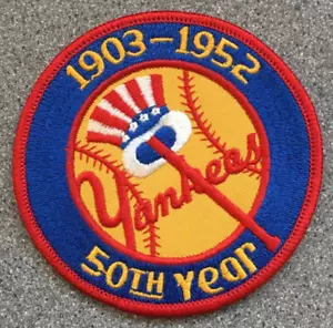 1952 NEW YORK YANKEES 50° ANNO UFFICIALE MLB BASEBALL PATCH WILLABEE NO CARD - Foto 1 di 2