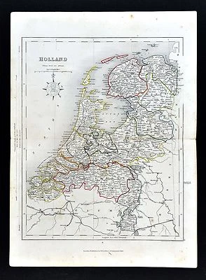 c. 1849 Archer Map - Holland - Netherlands Amsterdam Rotterdam Utrecht Zeeland - Image 1 of 2