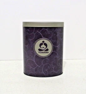Teavana 8 oz contenitore di latta per la conservazione del tè 6" x 5" x 3,25" - viola ovale ** VUOTO ** - Foto 1 di 9