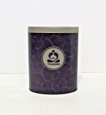 Teavana 8oz Tea Storage Tin Canister 6"x 5"x 3.25" - Purple Oval ** EMPTY ** - Image 1 of 4