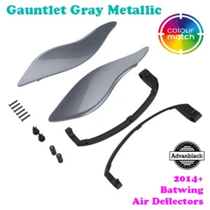 Gauntlet Gray Adjustable Batwing Air Deflector Fit 14+ Harley Electra - Picture 1 of 5
