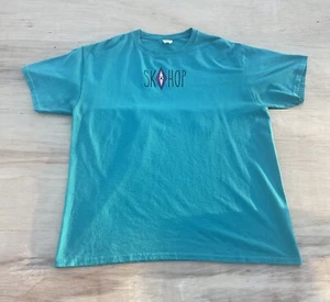 Camicia vintage anni 90 senza marchio manica corta girocollo cotone uomo verde TAGLIA L - Foto 1 di 5