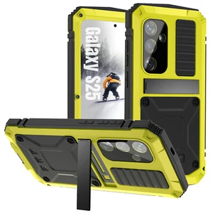 Heavy Duty Rugged Metal Case with Kickstand for Samsung Galaxy Tempered Glass - Picture 1 of 29