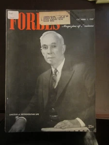 Forbes Business Magazine September 1947 Metropolitan Life Leroy Lincoln 67 - Picture 1 of 1