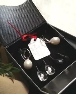 PERSONAL ACCENTS Interchangeable Earrings (Pearl/Black/Clear) w/Box Earrings! - Picture 1 of 8