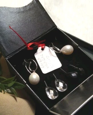 Pendientes Intercambiables ACENTOS PERSONALES (Perla/Negro/Claro) ¡con Caja Pendientes! Foto 1 de 4