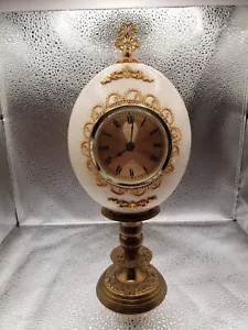Ostrich Egg Hand Decorated Clock- Very Unique Rare Collectable Clock- Signed RJD - Picture 1 of 12