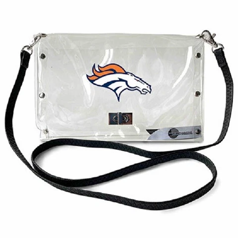 Denver Broncos Clear Envelope Purse, NFL Crossbody Stadium Approved Cover