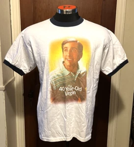 T-shirt vintage 40 anni Virgin Promo Ringer grande Carell Rogan Rudd Apatow - Foto 1 di 10